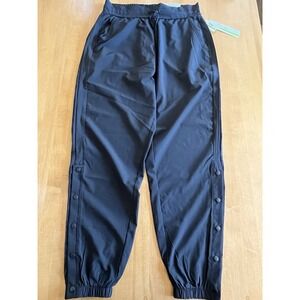 Women's Nicole Miller Sport Lightweight Joggers Size L Large Black Snap NWT